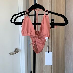 NWT Peach Triangle Bikini Set